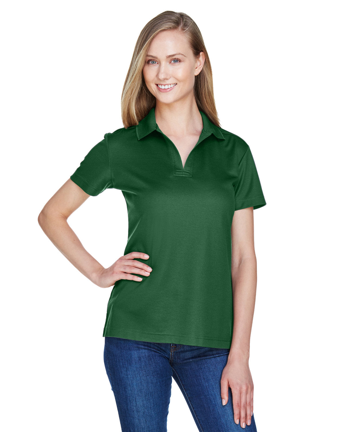 Devon & Jones CrownLux Performance® Ladies' Plaited Polo DG20W FOREST