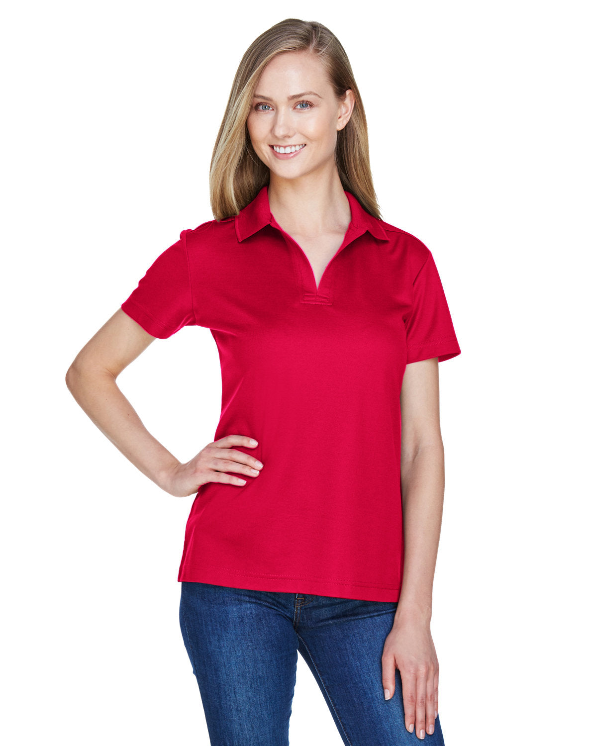 Devon & Jones CrownLux Performance® Ladies' Plaited Polo DG20W RED