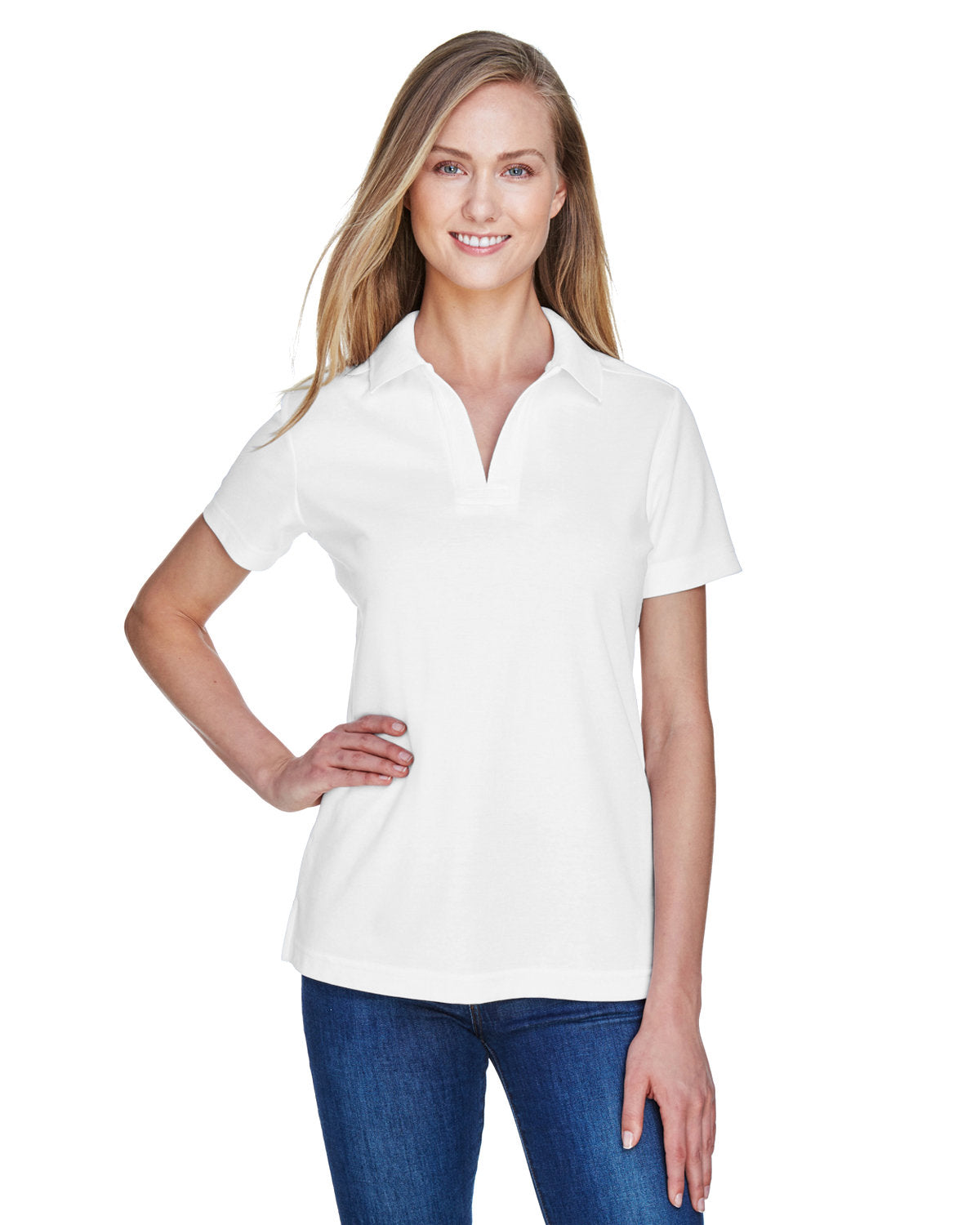 Devon & Jones CrownLux Performance® Ladies' Plaited Polo DG20W WHITE