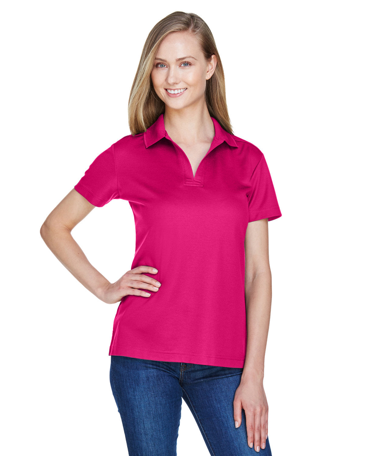 Devon & Jones CrownLux Performance® Ladies' Plaited Polo DG20W CROWN RASPBERRY