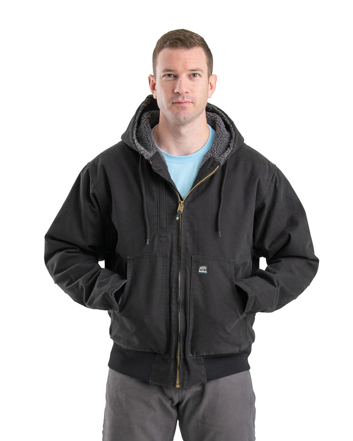 Berne Men's Highland Flex180® Washed Duck Hooded Work Jacket HJ317