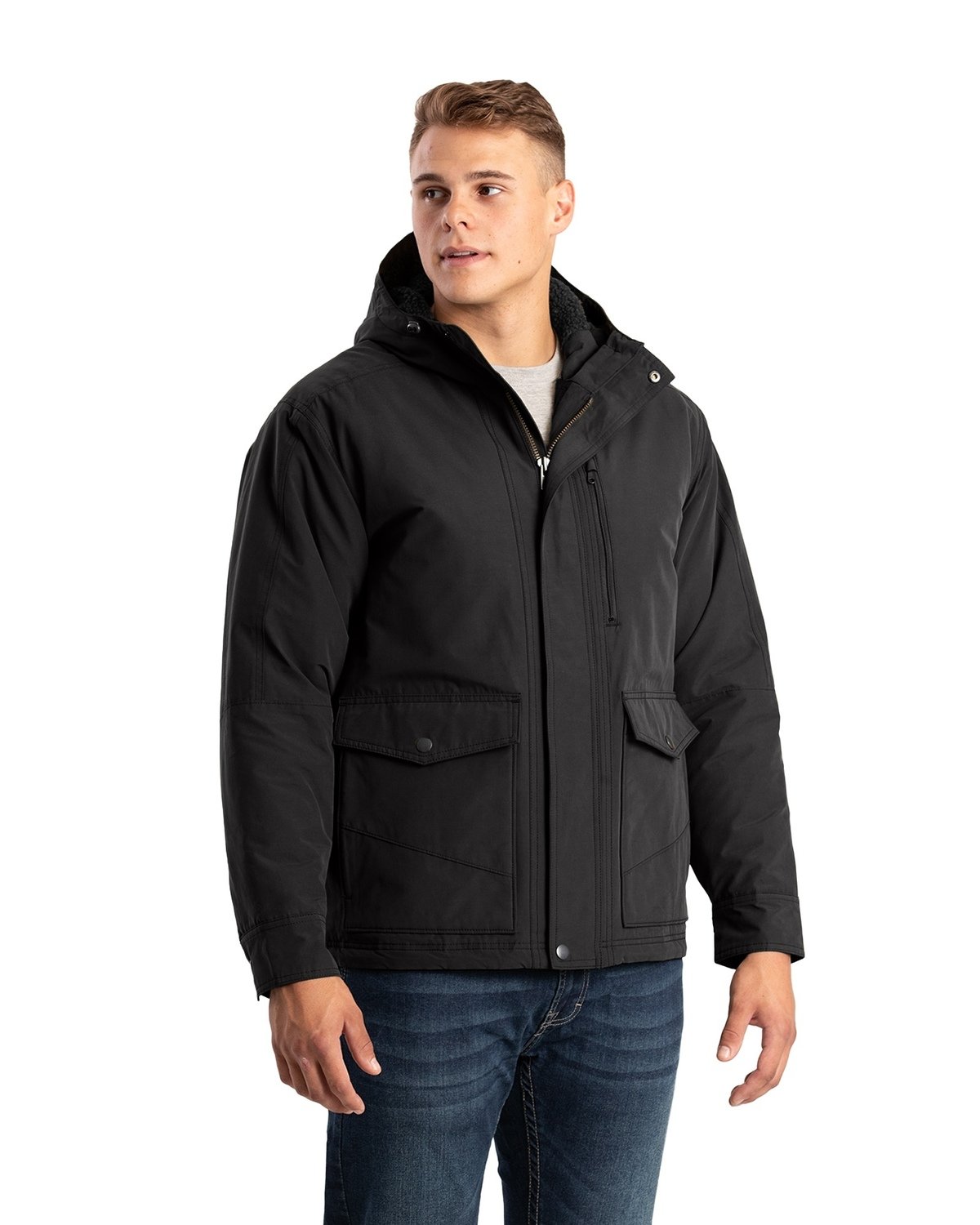 Berne Men's Highland Quilt-Lined Micro-Duck Hooded Jacket HJ67