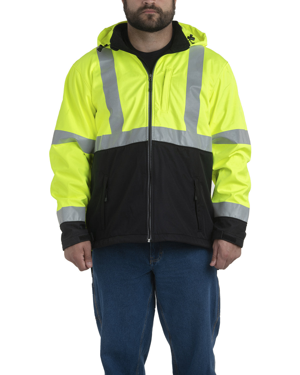 Berne Men's Tall Hi-Vis Class 3 Hooded Softshell Jacket HVJ206T