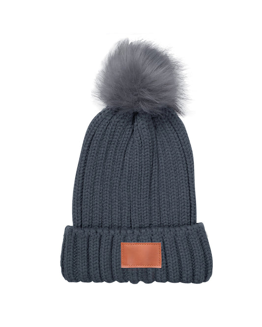 Leeman Knit Beanie With Fur Pom Pom LG303