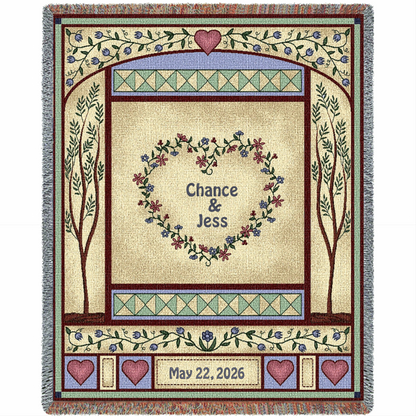 Love Quilt - Cotton Woven Blanket Throw - Made in the USA
