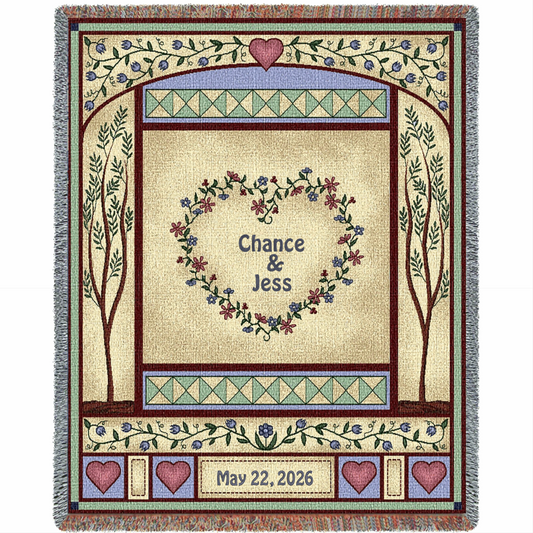 Love Quilt - Cotton Woven Blanket Throw - Made in the USA