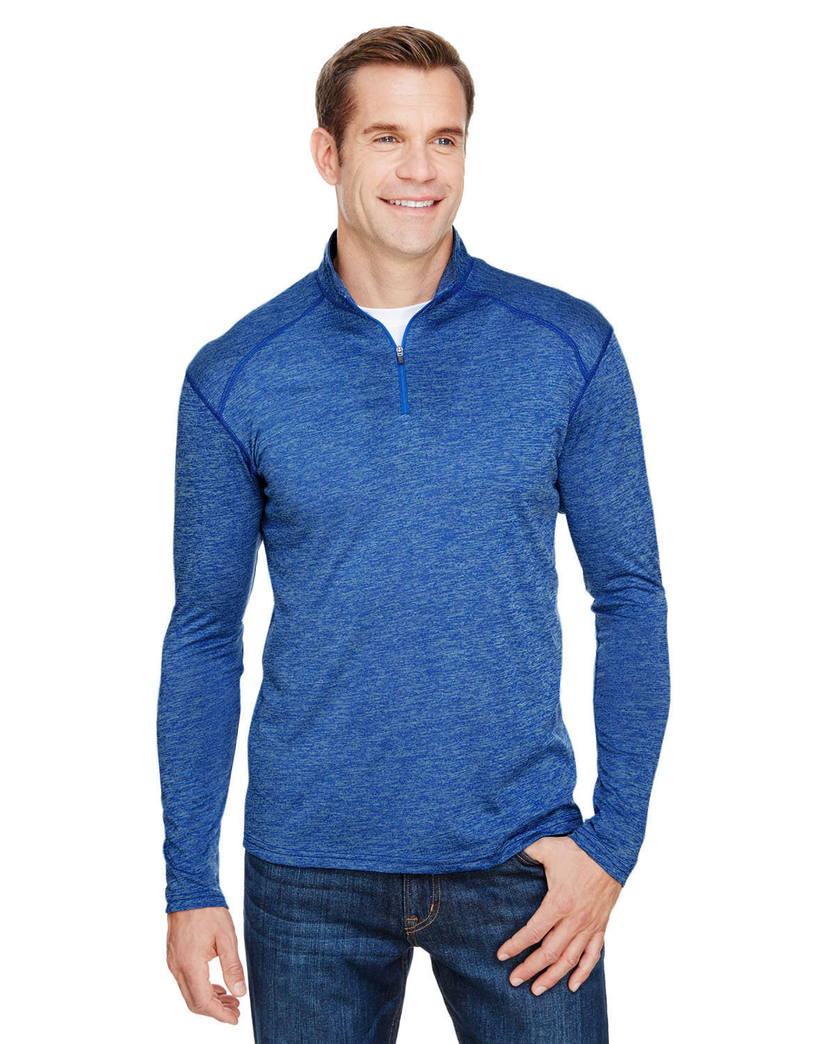 A4 Men's Tonal Space-Dye Quarter-Zip N4010