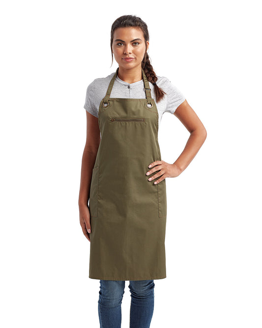 Artisan Collection by Reprime Unisex ‘Barley’ Contrast Stitch Recycled Bib Apron RP121