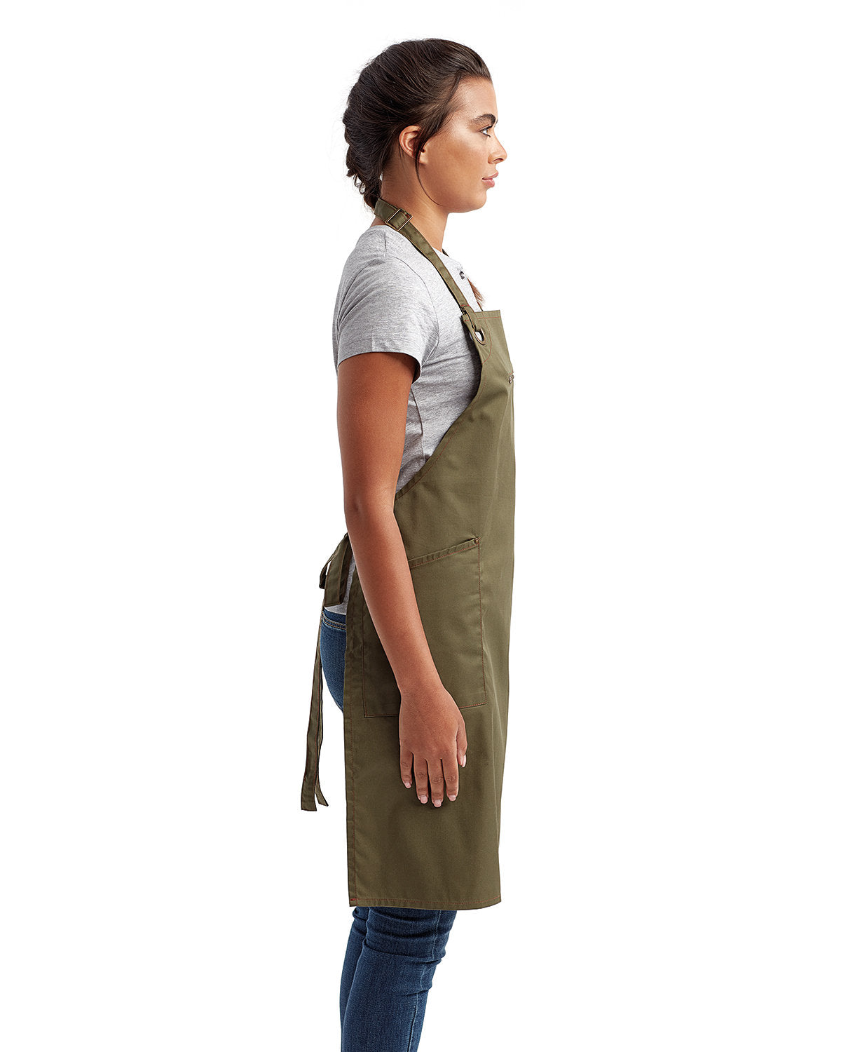 Artisan Collection by Reprime Unisex ‘Barley’ Contrast Stitch Recycled Bib Apron RP121