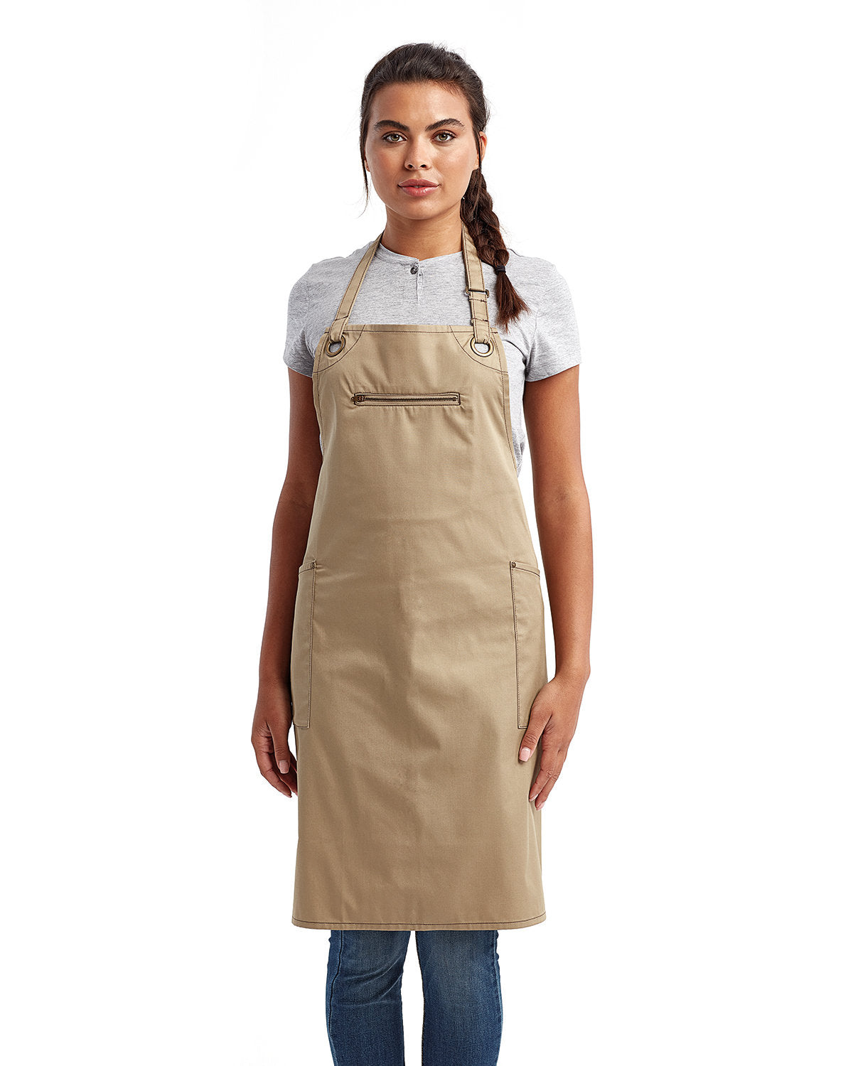 Artisan Collection by Reprime Unisex ‘Barley’ Contrast Stitch Recycled Bib Apron RP121