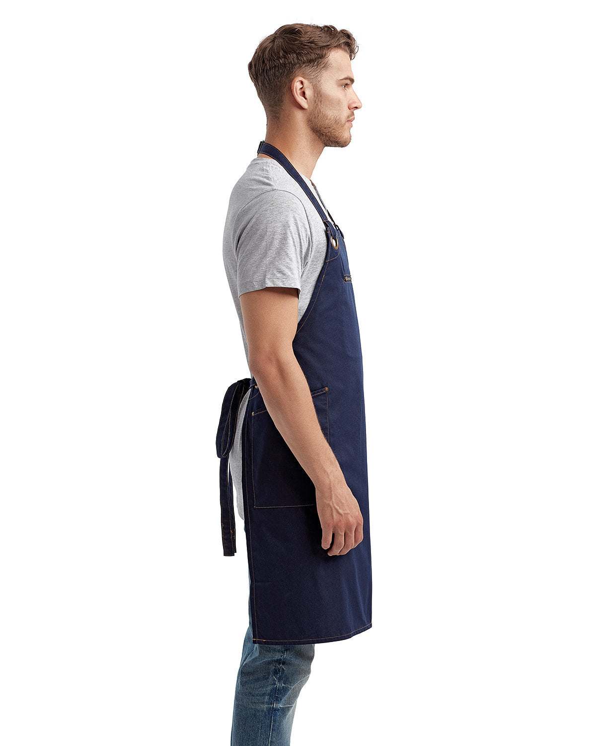 Artisan Collection by Reprime Unisex ‘Barley’ Contrast Stitch Recycled Bib Apron RP121