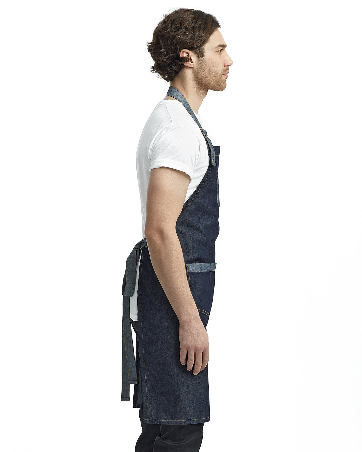 Artisan Collection by Reprime Unisex Domain Contrast Denim Bib Apron RP127