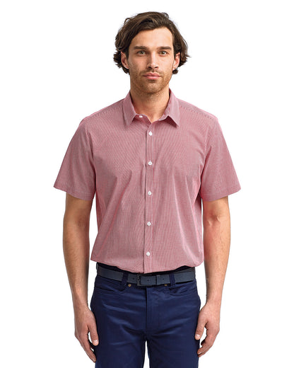 Artisan Collection by Reprime Men's Microcheck Gingham Short-Sleeve Cotton Shirt RP221