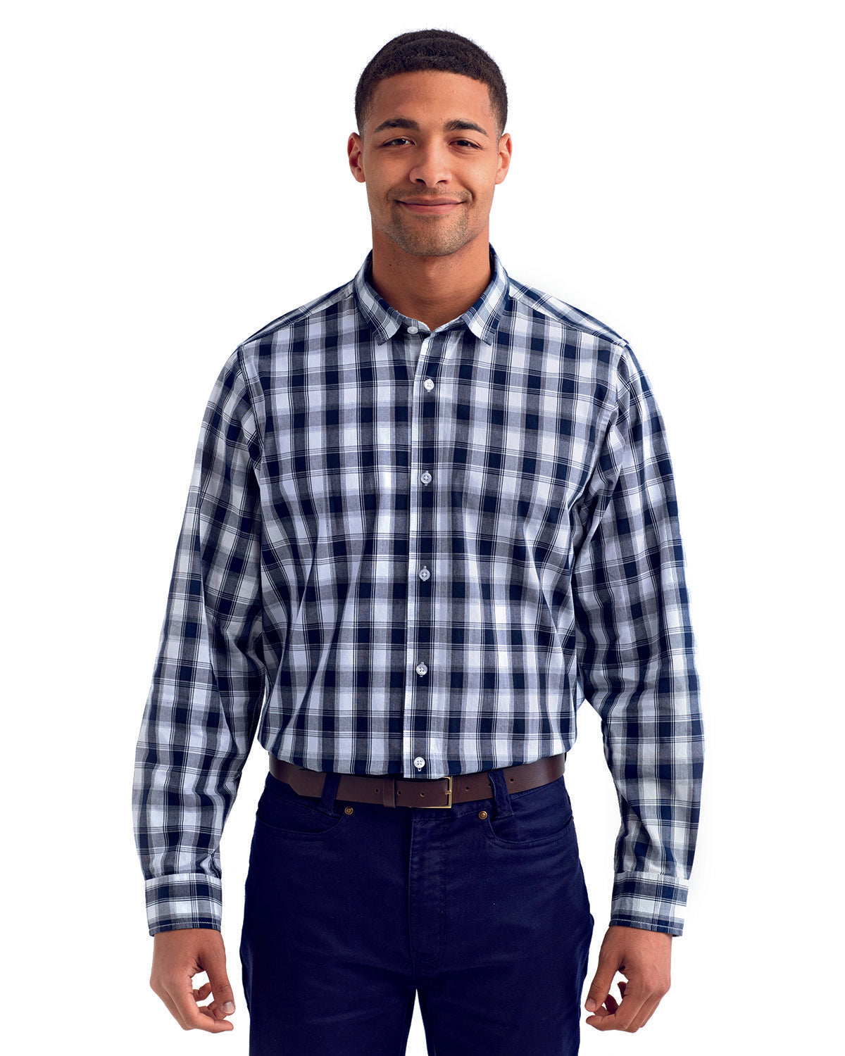 Artisan Collection by Reprime Men's Mulligan Check Long-Sleeve Cotton Shirt RP250