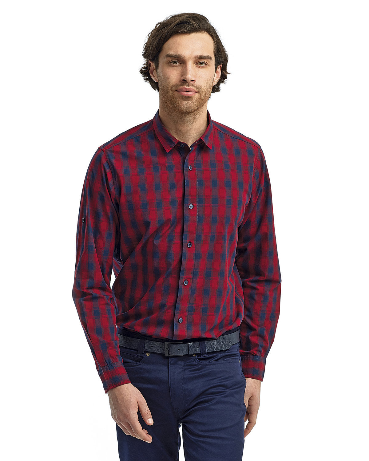 Artisan Collection by Reprime Men's Mulligan Check Long-Sleeve Cotton Shirt RP250