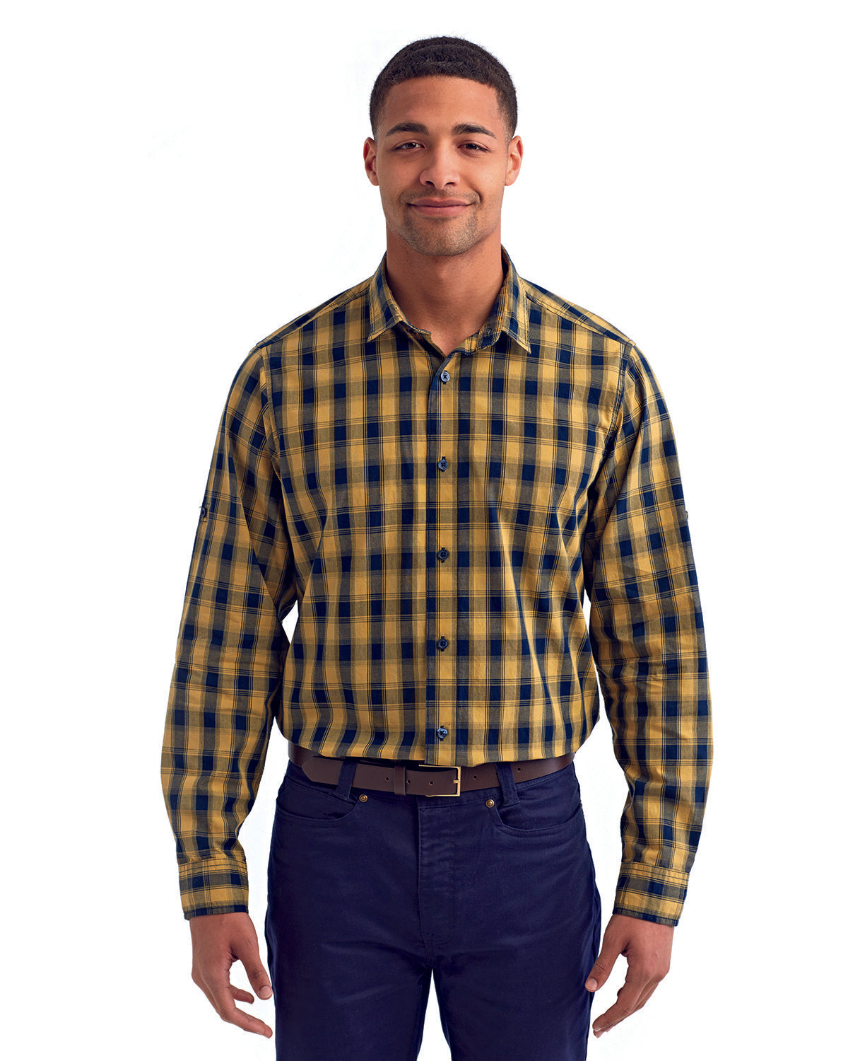 Artisan Collection by Reprime Men's Mulligan Check Long-Sleeve Cotton Shirt RP250