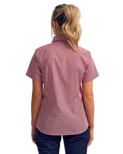 Artisan Collection by Reprime Ladies' Microcheck Gingham Short-Sleeve Cotton Shirt RP321