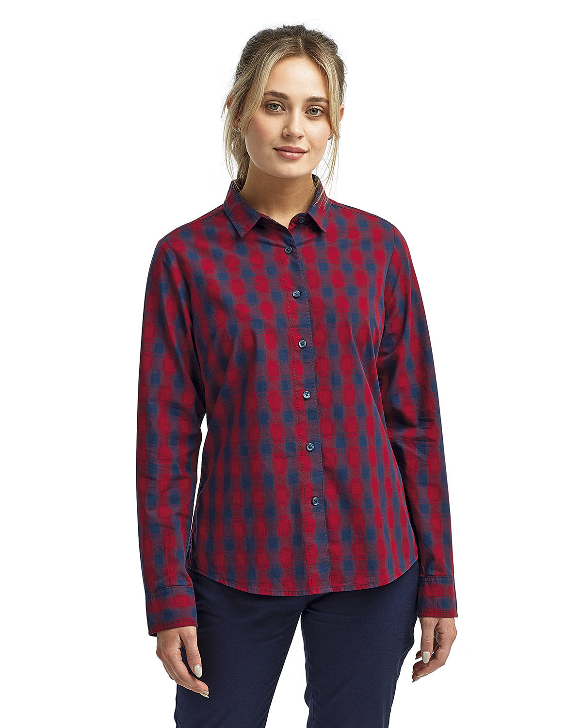 Artisan Collection by Reprime Ladies' Mulligan Check Long-Sleeve Cotton Shirt RP350