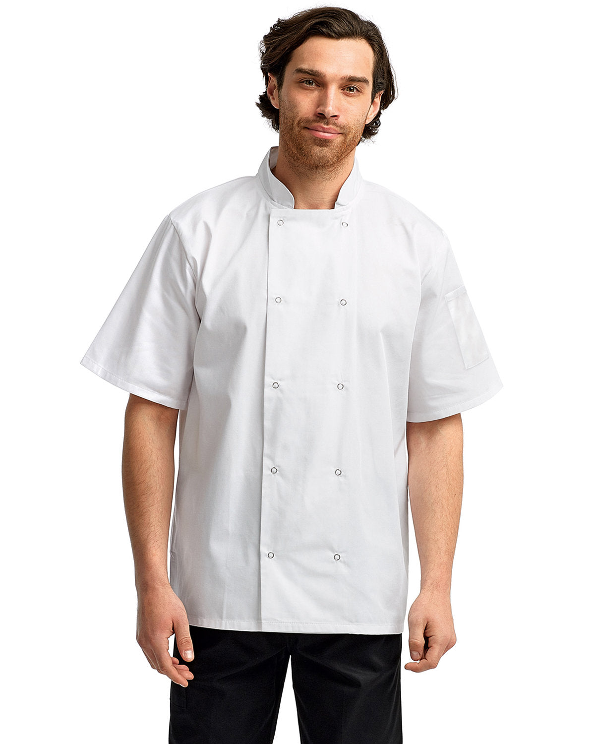 Artisan Collection by Reprime Unisex Studded Front Short-Sleeve Chef's Jacket RP664