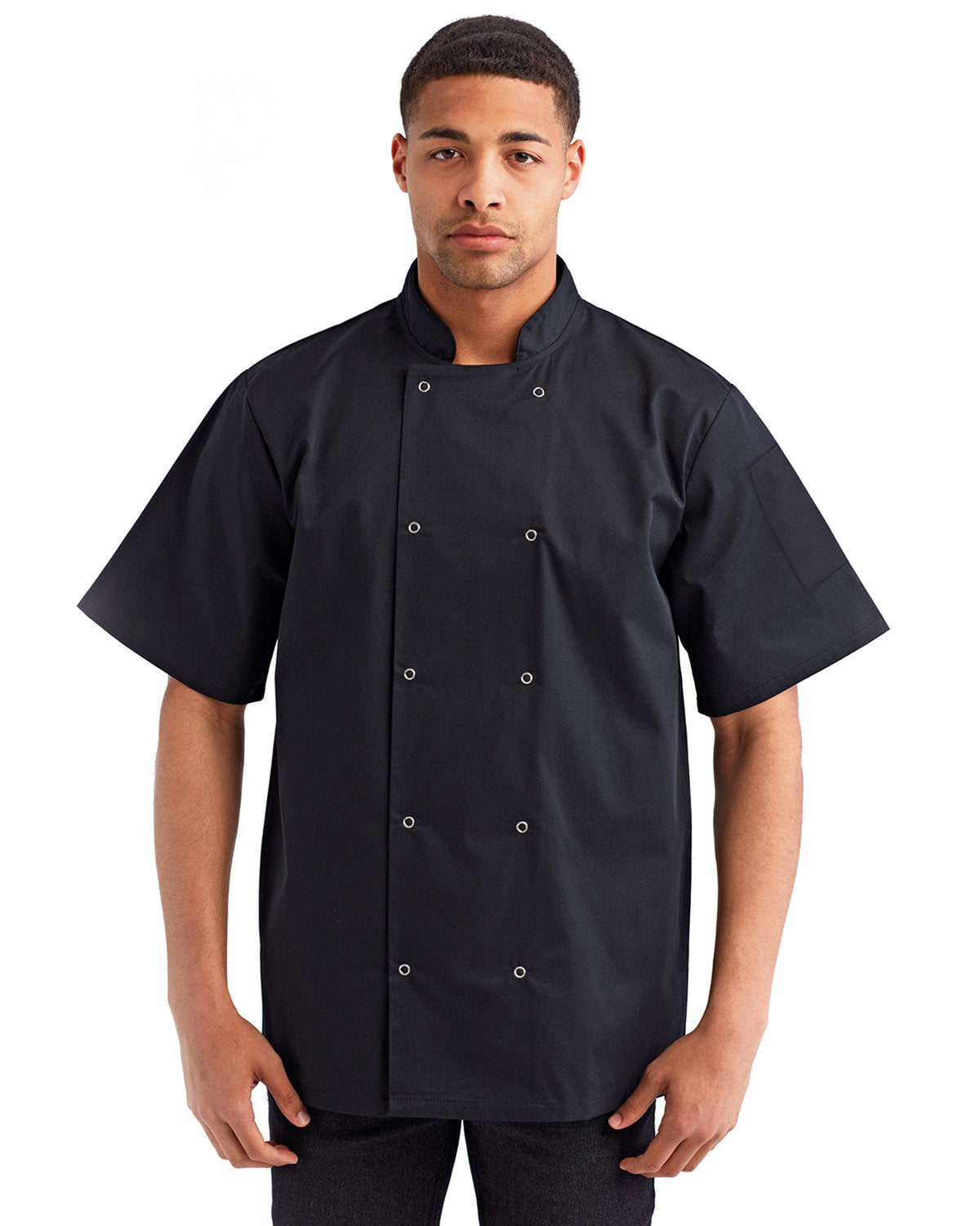 Artisan Collection by Reprime Unisex Studded Front Short-Sleeve Chef's Jacket RP664