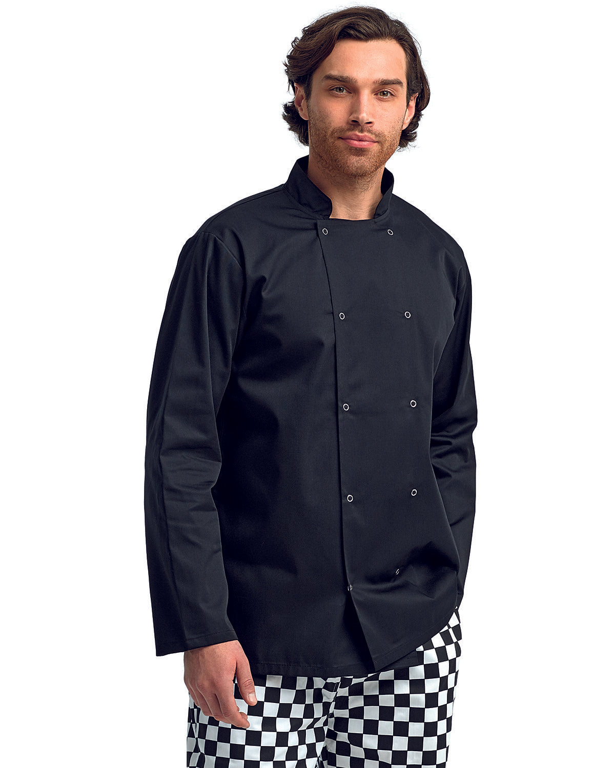 Artisan Collection by Reprime Unisex Studded Front Long-Sleeve Chef's Jacket RP665