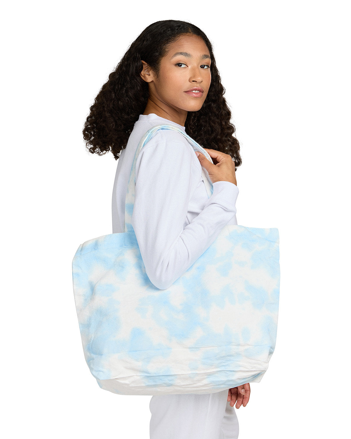 US Blanks USA Made Cloud Tie-Dye Large Canvas Shopper Tote Bag US224CL