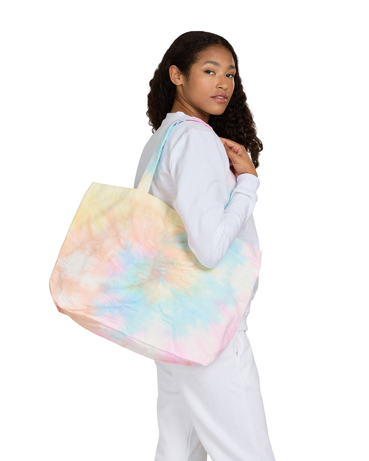 US Blanks USA Made Swirl Tie-Dye Large Canvas Shopper Tote Bag US224SW