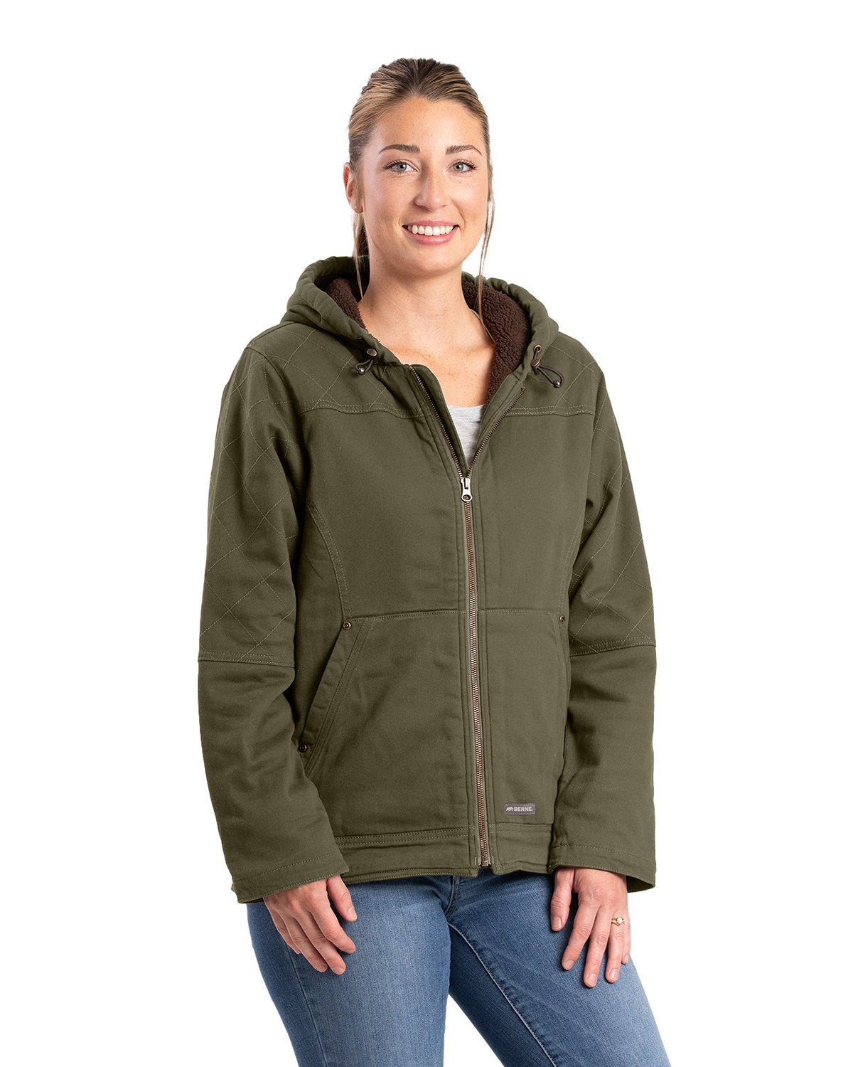 Berne Ladies' Sherpa-Lined Twill Hooded Jacket WHJ48